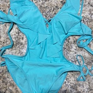 Blue strappy monokini